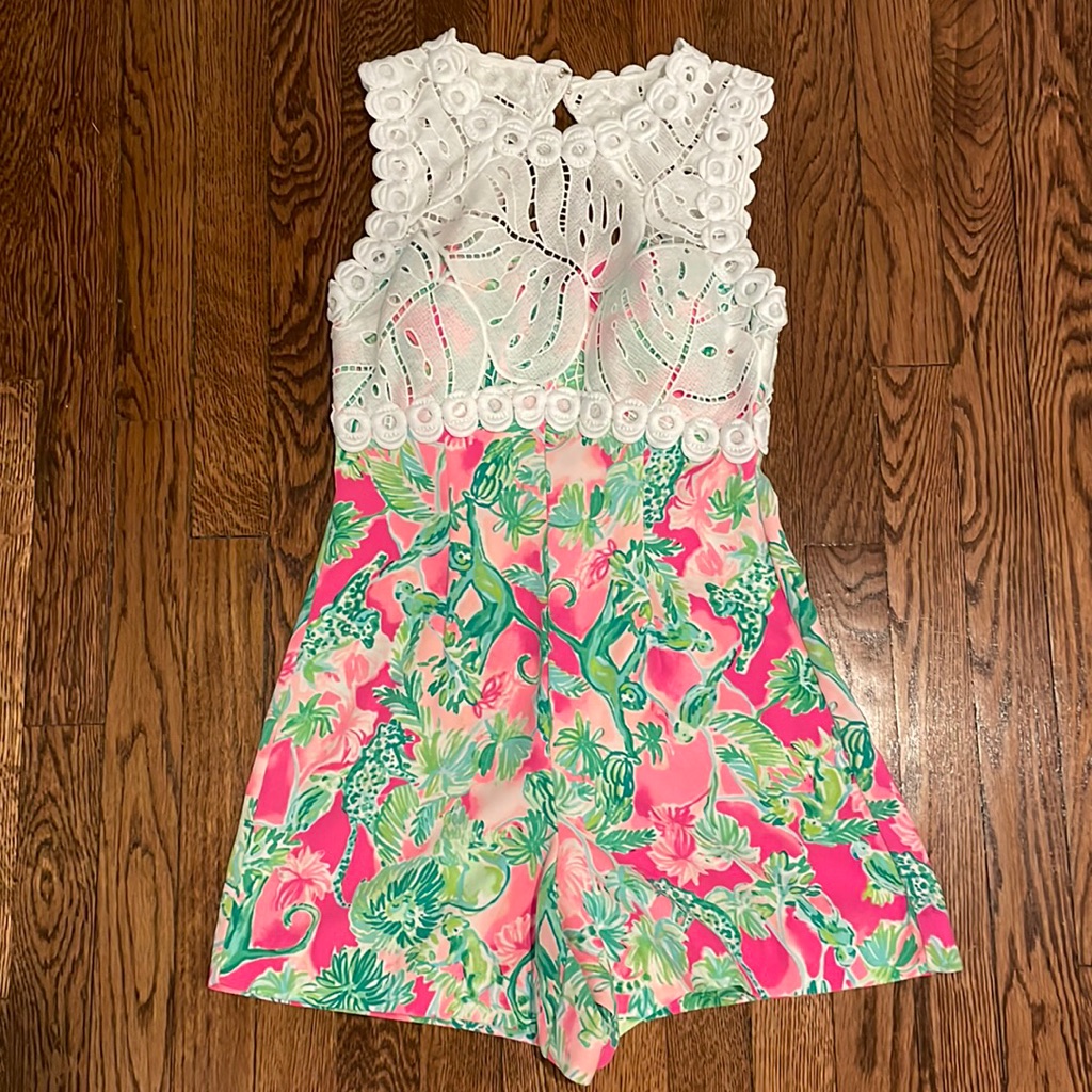 Lilly Pulitzer Romper With Lace Top And Open Back